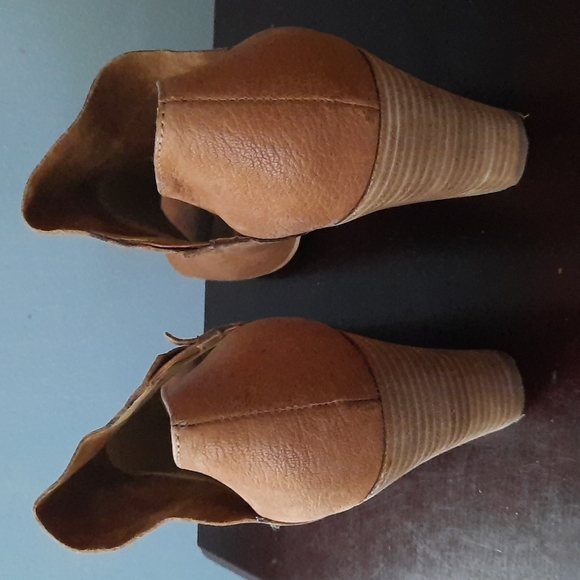 Adam Tucker McKenna Chunky Heel Leather Open  Toe Shoe Bootie Size 8.5 - Picture 5 of 14